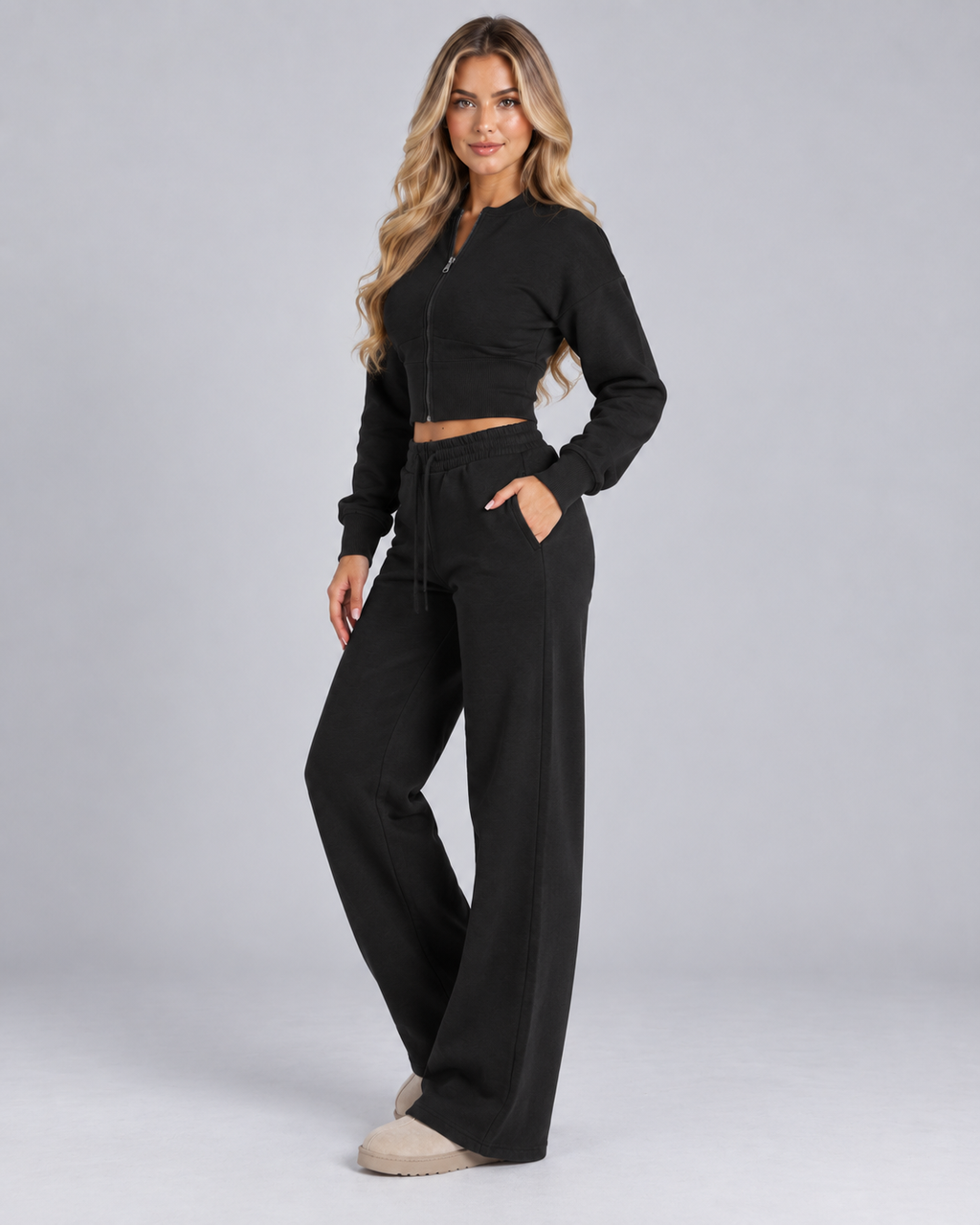 Ensemble coordonné de survêtement court zippé pour femme | Alnwick