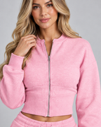 Ensemble coordonné de survêtement court zippé pour femme | Alnwick