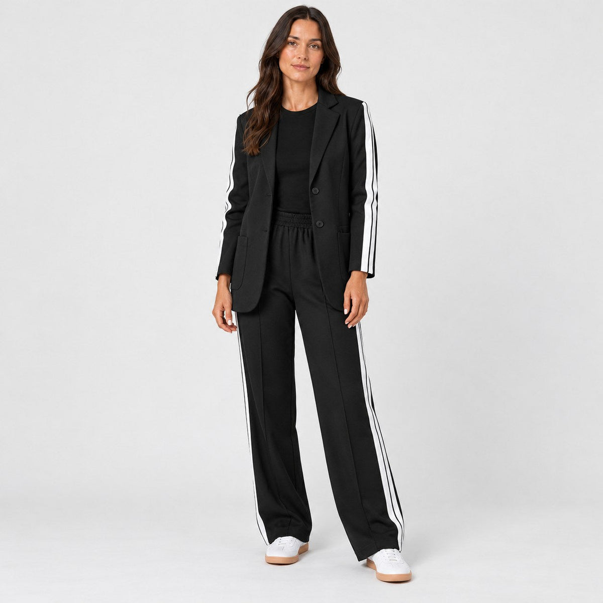 Women's blazer and trouser set in Black | Brockweir – front view