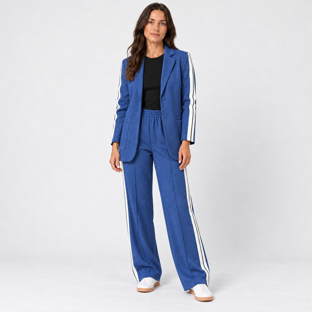 Women's blazer and trouser set in Blue | Brockweir – front view