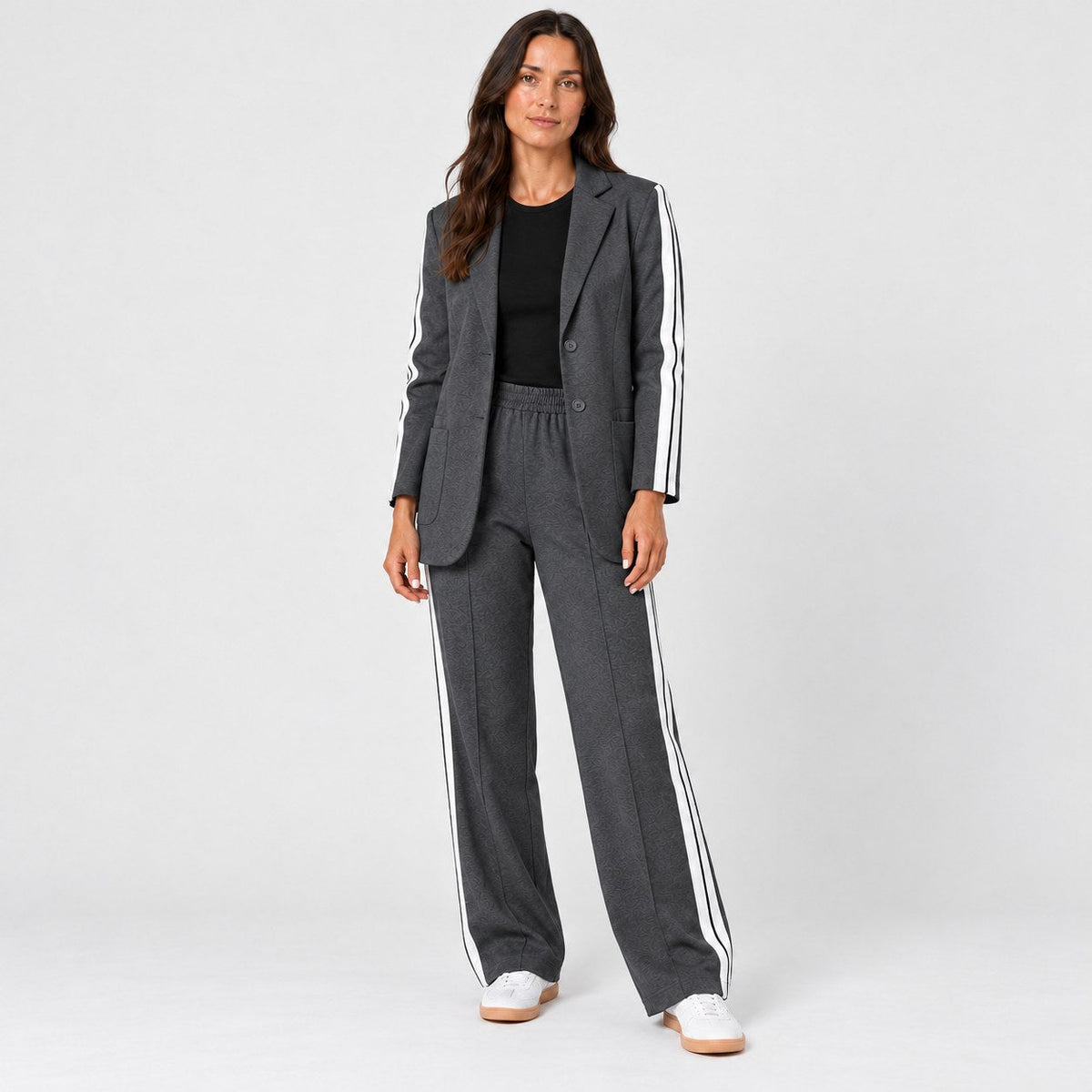 Women's blazer and trouser set in Charcoal | Brockweir – front view