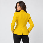 Women's double-breasted blazer in Yellow | Blewbury – back view