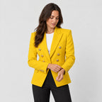 Women's double-breasted blazer in Yellow | Blewbury – front view