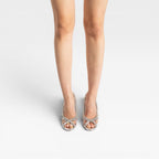 Women's Metallic Strappy Heels with Crystal Chain — view 9