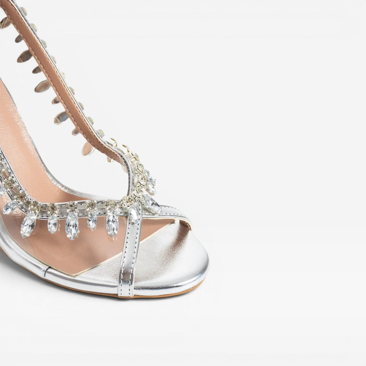 Women's Metallic Strappy Heels with Crystal Chain — view 8